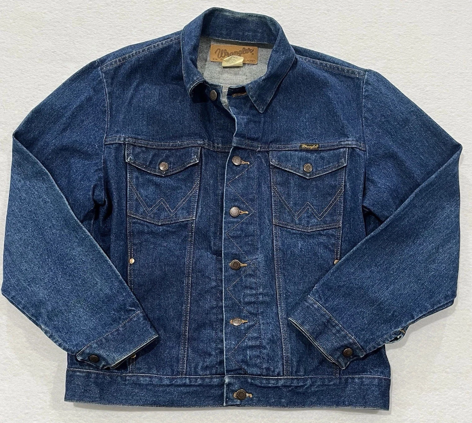 Vintage Wrangler Denim Western Trucker Jacket Coat Size 42 80s 90s M159 74140NV