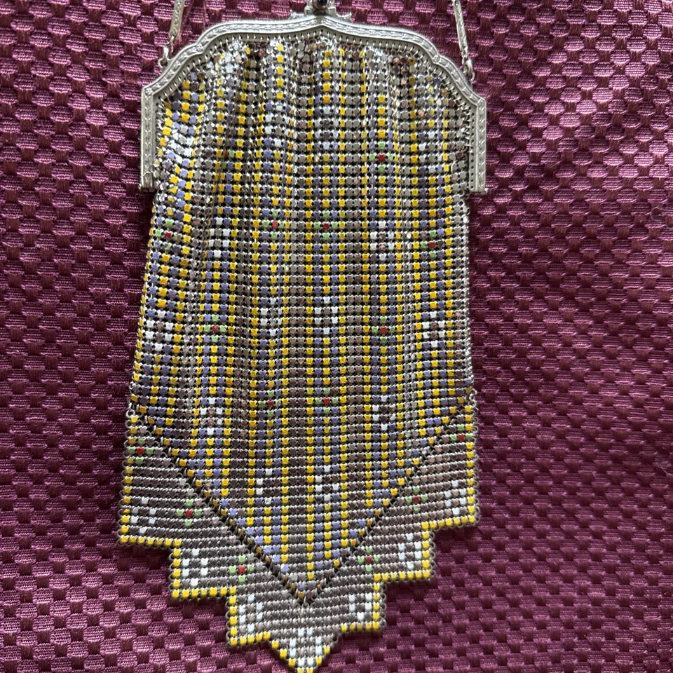 BOLSO DE MALLA WHITING & DAVIS Roaring Twenties, armadura plana esmaltada hermoso color Foto 2 de 4
