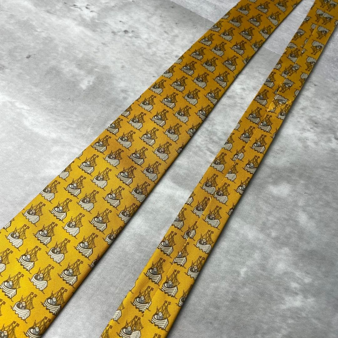 Condition HERMES Tie Boat Small Pattern Mustard Y… - image 4