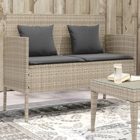 Gartenbank Mit Kissen Sitzbank Parkbank Mit Stauraum Hellgrau Poly Rattan vidaXL