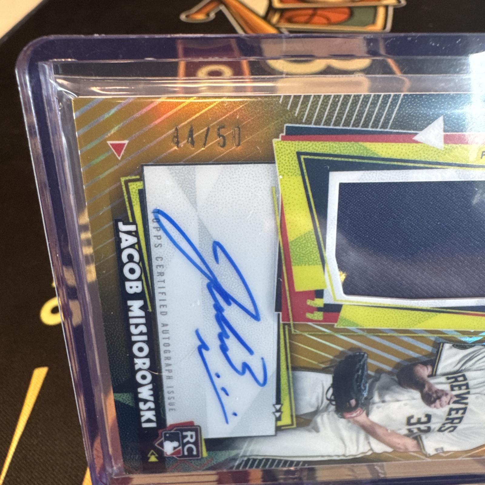 2026 Topps Finest Jacob Misiorowski Rookie Patch Auto Gold/50 RC Brewers RPA-JM  view 3