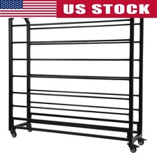 Double Side Fabric Sample Display Rack W/ Wheels Vinyl Storage Cart Mobile Rack