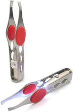 Pinzas para cejas y pesta  as, herramienta de maquillaje con luz LED