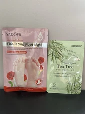 SADOER Exfoliating Foot Mask & KONEUK Tea Tree Face Sheet Mask Combo