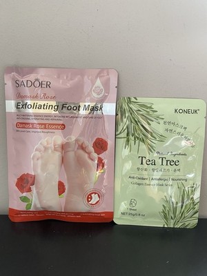 SADOER Exfoliating Foot Mask & KONEUK Tea Tree Face Sheet Mask Combo