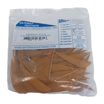 100 Pack Gateway Feathers 2.5'' Right Wing: Parabolic Desert Brown 212RPSDB-100