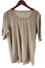 LOGO by Lori Goldstein Distressed Cotton Slub Top Cobblestone