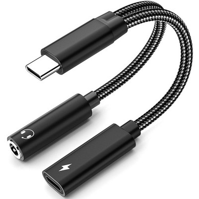 USB C to 3.5mm Headphone and Charger Adapter, 2 in 1 USB C to Aux Audio Adapt...