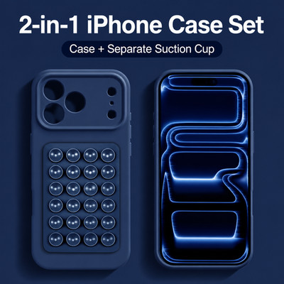 2-in-1 Shockproof Silicone Suction Cup Case for iPhone 17 16 15 14 13 12 Pro Max