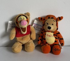 1999 Disney Store Pooh as Tigger  Tigger Pooh Mini Bean Bag Plush Pair w/ Tags
