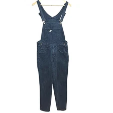 Vintage Guess Denim Overalls Size L Dark Wash Bibs Hip Hop 90s Y2K Made In USA