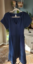 NEW Pact Coastal Double Gauze Breezy Dress in French Navy, Women's Medium