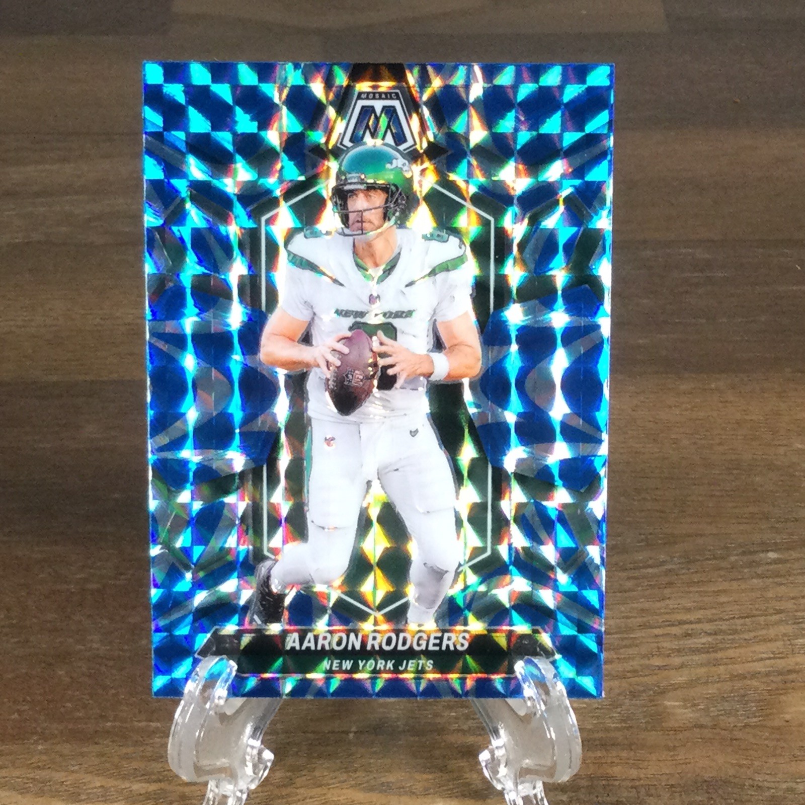 2024 Panini Mosaic Aaron Rodgers #169 Reactive Blue Prism New York Jets