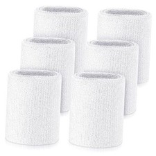 6 Pcs 4 Inch Wrist Sweatbands Tennis  Gymnastics Wristbands for Grips  White