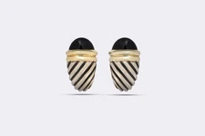David Yurman 925 Silver & 14k Yellow Gold Onyx Cable Shrimp Earrings (10.45g.)