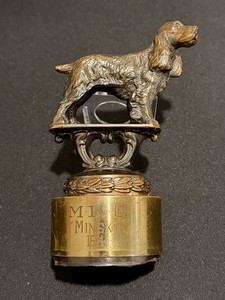 Vintage 1941 MKC Solid Bronze English Setter/Spaniel DOG Trophy Top Rare!
