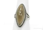 Vintage Native American Greenish Stone Unsigned Silver Ring - Size 8.5