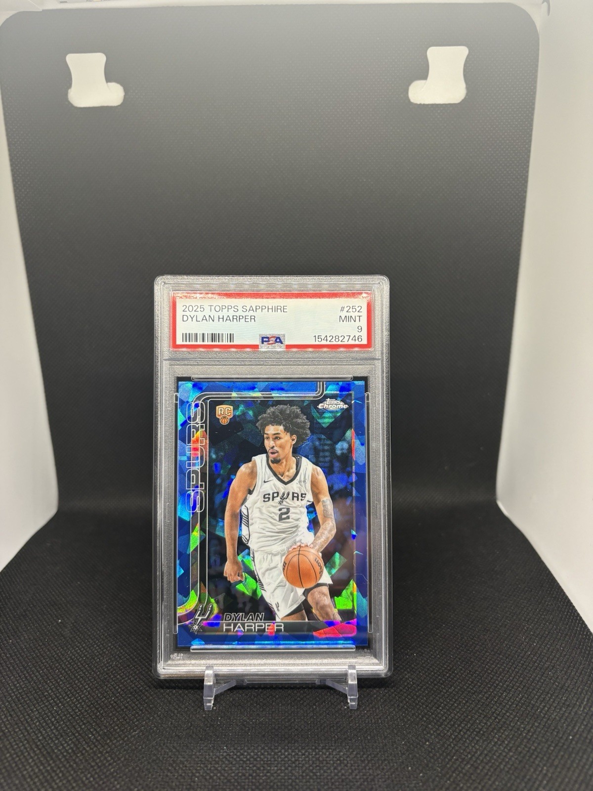 2025-26 Topps Chrome Sapphire #252 Dylan Harper RC Rookie Spurs PSA 9