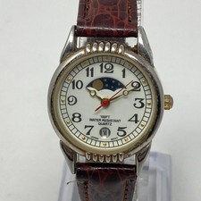 Moon Phase Watch Women 27mm Silver Tone Date ...