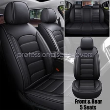 For Toyota Car Seat Cover Perforated Faux Leather Front + Rear Cushion Black