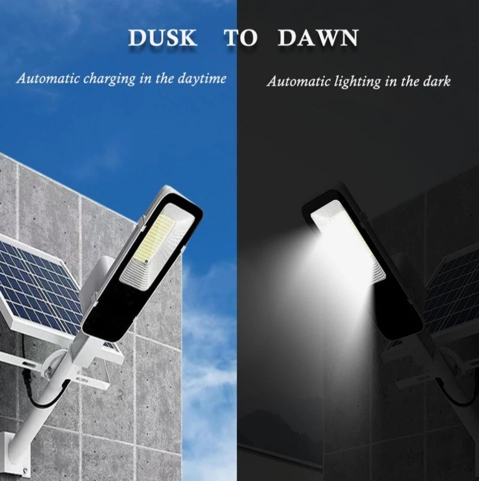 Solar Street Light Outdoor, 300W Parking Lot Light Commercial Dusk to Dawn 6500K - Image 4 of 4