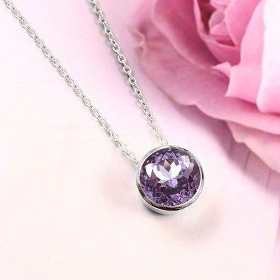 Violet Spinel Charm Anhänger Rund 925 Sterling Silber Jubiläumsgeschenk 10x10 MM