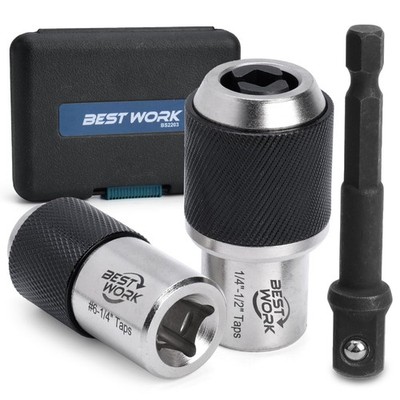 Bestwork 3pcs Adjustable Tap Socket Set, 3/8'' Drive Handle Tool, Black