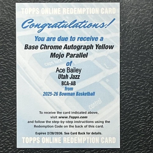 2025 Topps Ace Bailey Future Stars Autographs (Raw)