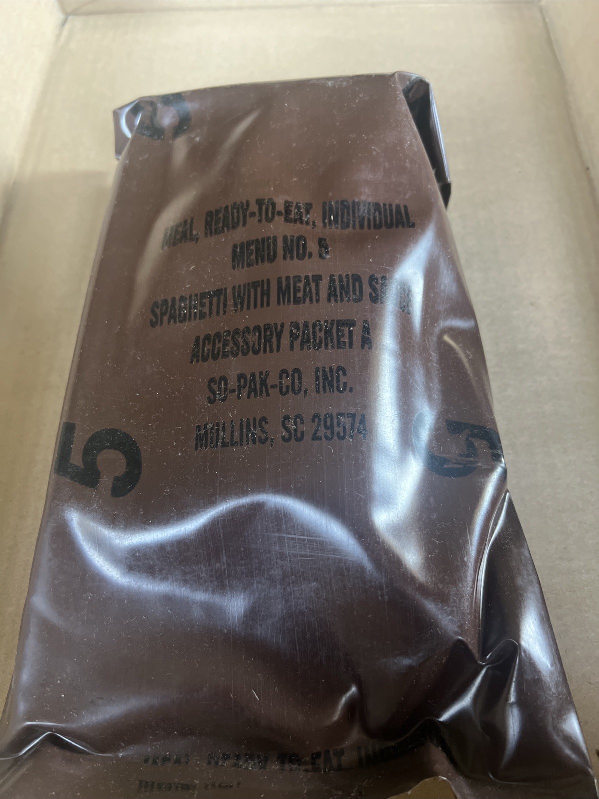 Vintage 1992 U.S. Military MRE made by So-Pak-co Spaghetti W/ Meat Sauce Pack A