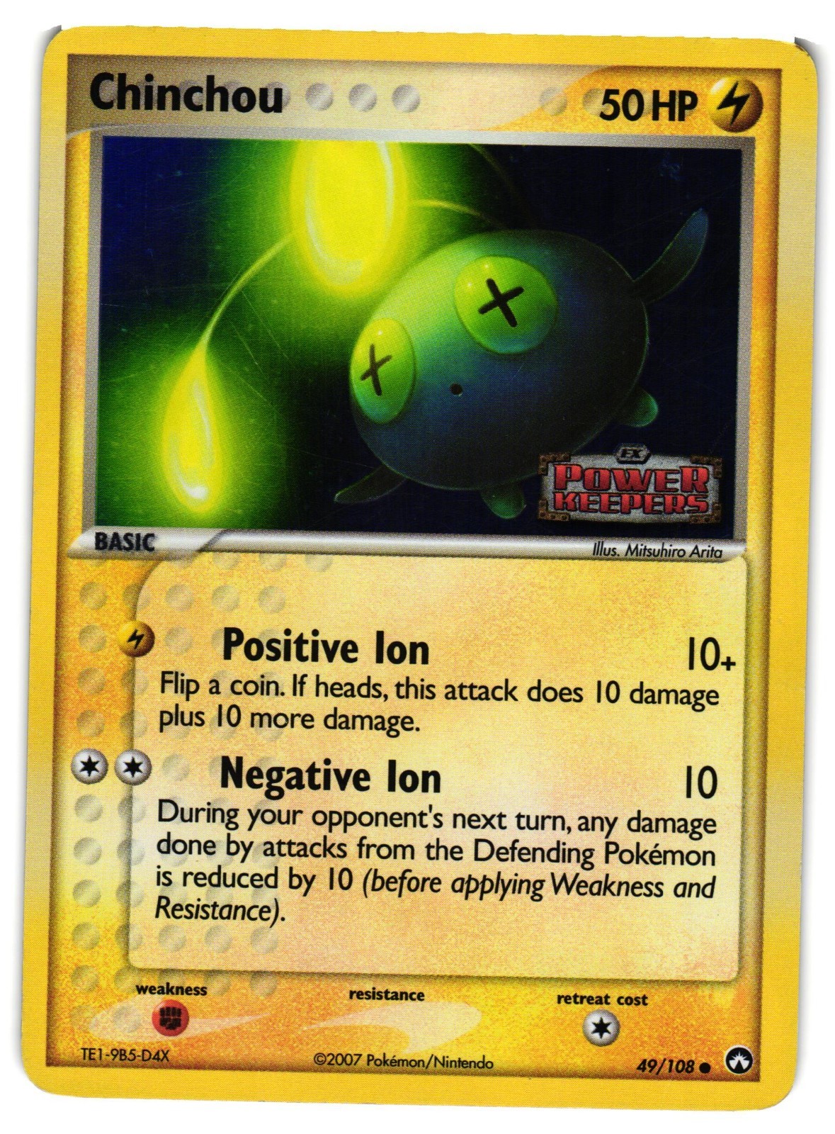 Pokemon TCG Chinchou Reverse Holo Common Power Keepers 49/108 MP