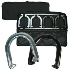 Executive Steel Horseshoe Set with Carrying Case - 4 Horseshoes - 2 Foot Poles