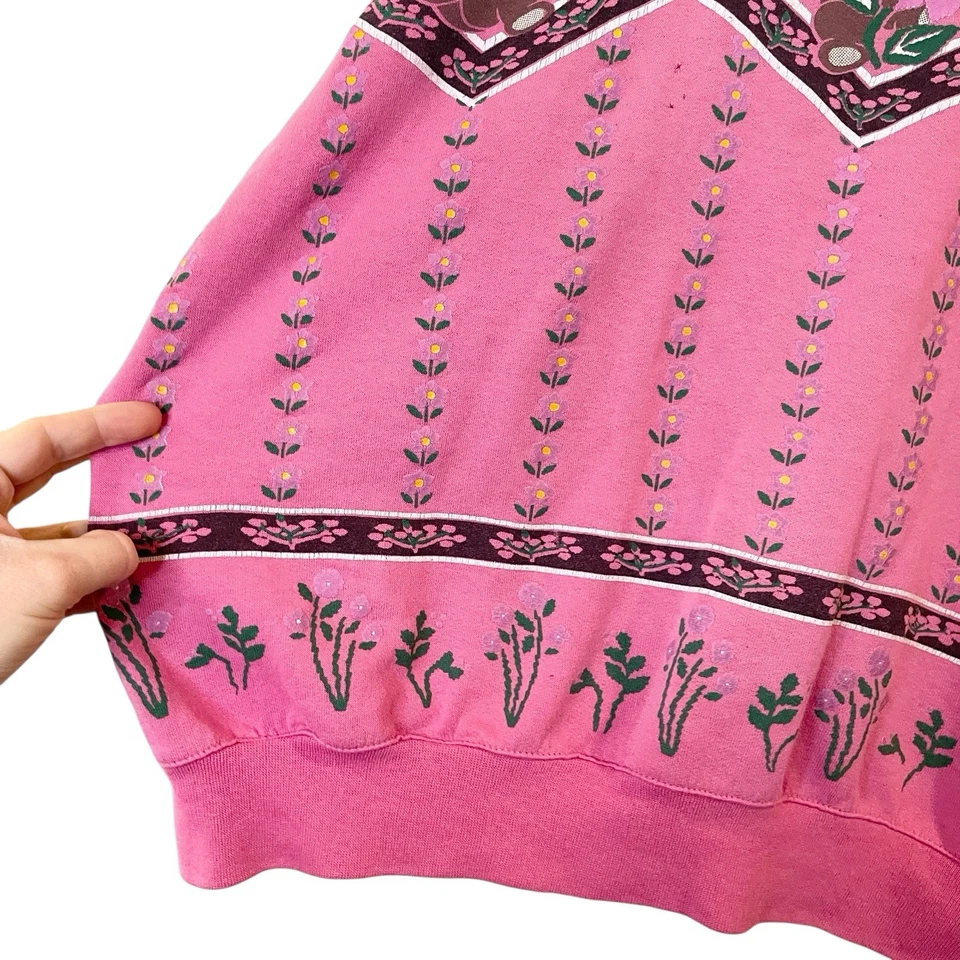 Sudadera De Colección Años 80 90 Osos de Peluche Floral Rosa Crew Cottagecore Pradera Pequeña Foto 4 de 4