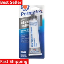 Clear RTV Silicone Adhesive Sealant, 3 oz - Waterproof Gel for All Repairs