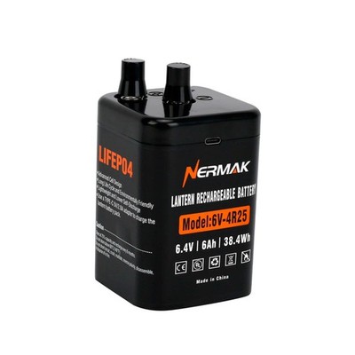 NERMAK 6 Volt 6Ah Lithium LiFePO4 Heavy Duty Lantern Battery, 2000 Cycles Rec...