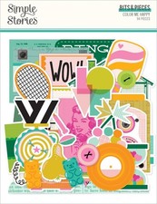 SS Bits Pieces DieCuts Color Me Happy Vintage Typewriter Telephone Camera Saying