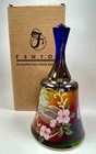Fenton Signed limited edition cobalt blue hand painted carnival glass bell 5/150