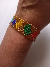 Zulu beaded Gold / Multicolour  Bracelet  Handmade by Zulu Ladies South African