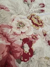 Waverly Norfolk Rose Red Floral Gingham Tablecloth 58 x 82 Oval Oblong Garden