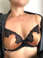 Ladies sexy satin gold with black lace padded underwired t shirt bra by Acousma