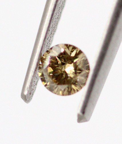 Certified 3.3 mm Round Cut Natural Diamond 0.14 Ct Champagne Color Loose Stone - Picture 7 of 12