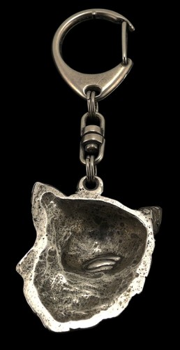Chihuahua (long haired), silver covered keyring, high qauality keychain Art Dog - Picture 2 of 3