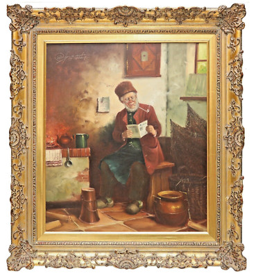 GROSSVATERS FREUDE  ein original Gemälde von Rudolf Otto Franke Düsseldorf
