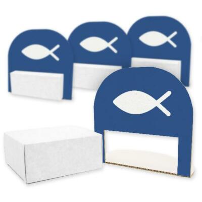 itenga 4x Geldgeschenk Fisch Blau Verpackung Tischeko Kommunion Konfirmation