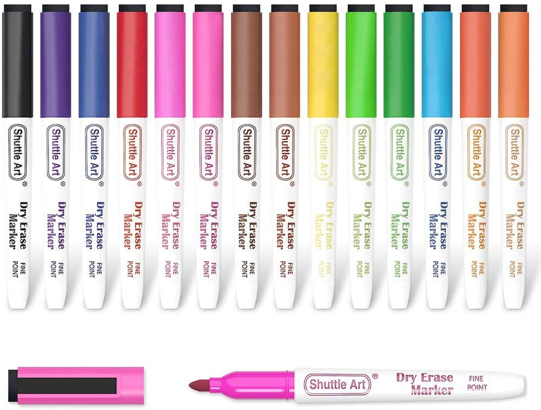 Dry Erase Markers, 15 Colors Magnetic Whiteboard Markers with Erase,Fine Point P