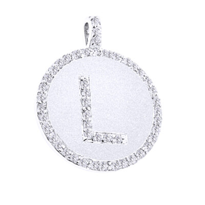 1/2 Ct Round Cut Simulated Diamond 14K White Gold Plated Men's Initial L Pendant