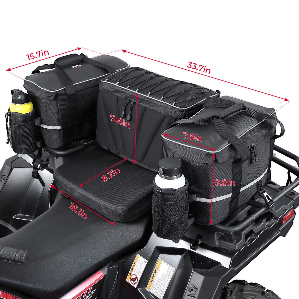 Upgraded ATV Rear Seat Rack Storage Bag W/Cushion Cooler For Polaris Sportsman E