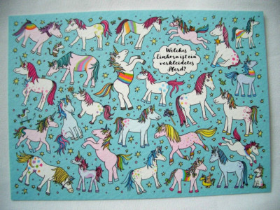 *Rate&Such*Postkarte*Einhorn*Welches Einhorn ist eine verkleidetes..?*10 x 15cm