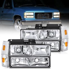 Nilight Headlight Assembly for 1988-1993 Chevrolet GMC C/K Chrome Housing
