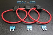 3 12 GAUGE ATC FUSE HOLDER W/ FUSE IN-LINE AWG WIRE COPPER 12 VOLT BLADE