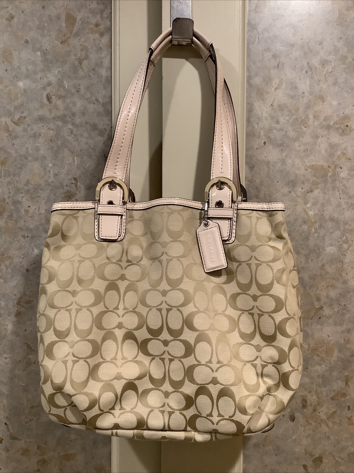 Coach Soho Satchel in Signature Blush Fabric with Leather Trim NoA1295-F17401